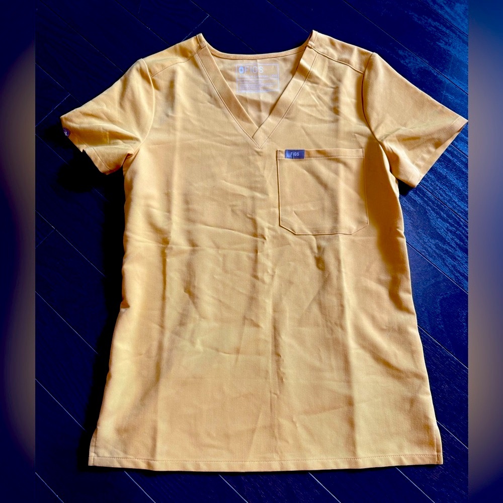 Figs Gold V-Neck Scrub Top